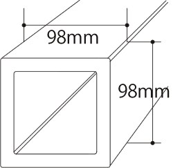 Eee-Lumber（98mm×98mm×2m）(EWH-L100)の断面図